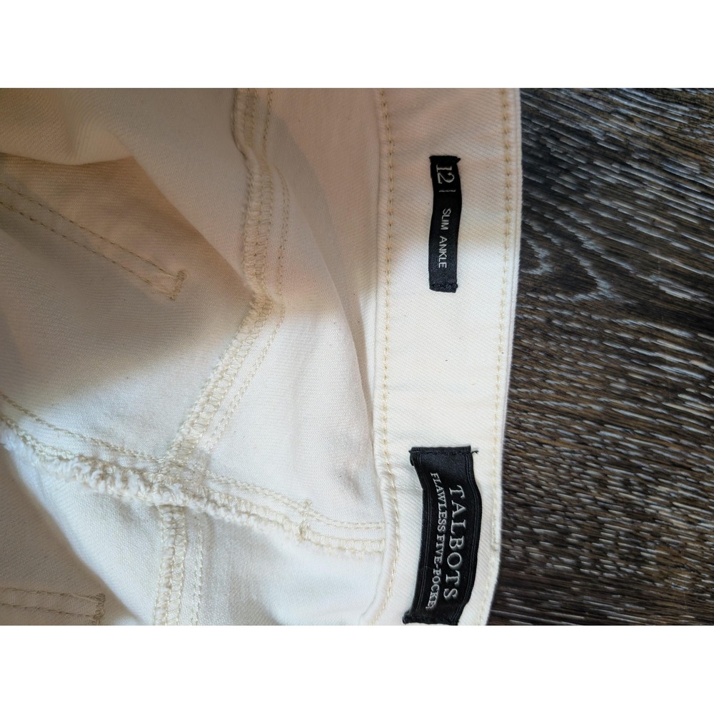 Talbots Slim Ankle Jeans Womens 12 Beige High Rise Stretch Denim Five Pocket - Picture 5 of 9